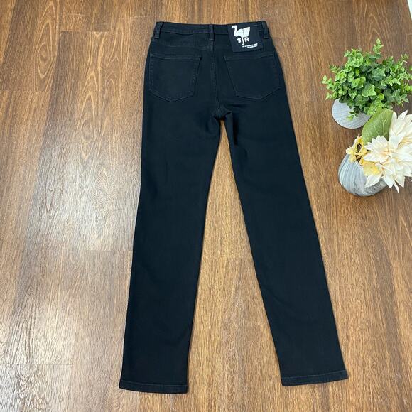 Free People X Sandrine Rose Black Slim Straight Jeans High Rise Size 27 - Picture 6 of 10